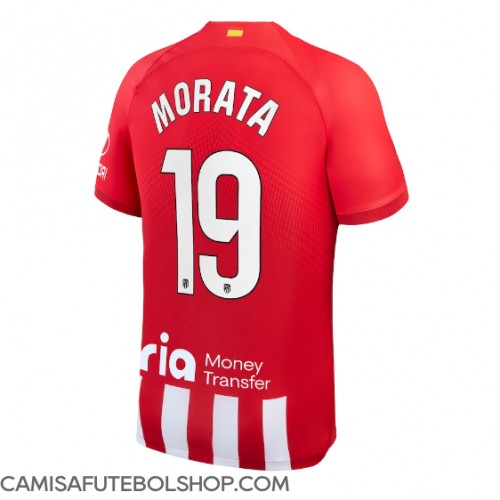 Camisa de time de futebol Atletico Madrid Alvaro Morata #19 Replicas 1º Equipamento 2023-24 Manga Curta